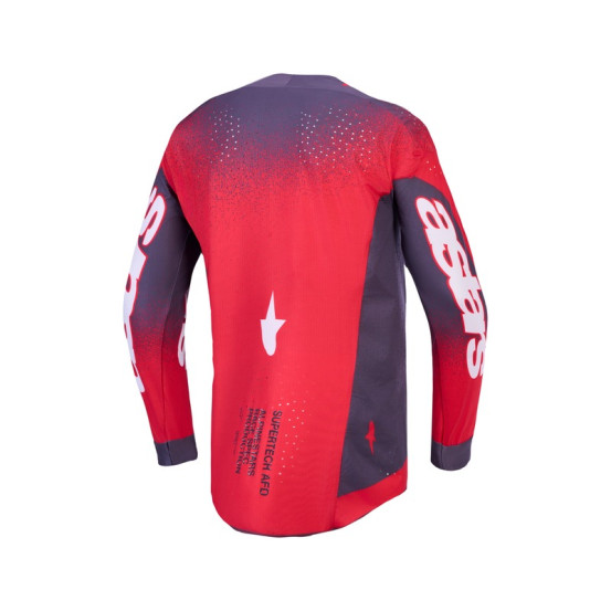 Maillot cross Alpinestars 2027 Supertech Hiten AFD - Gris Rouge Fluo Lila