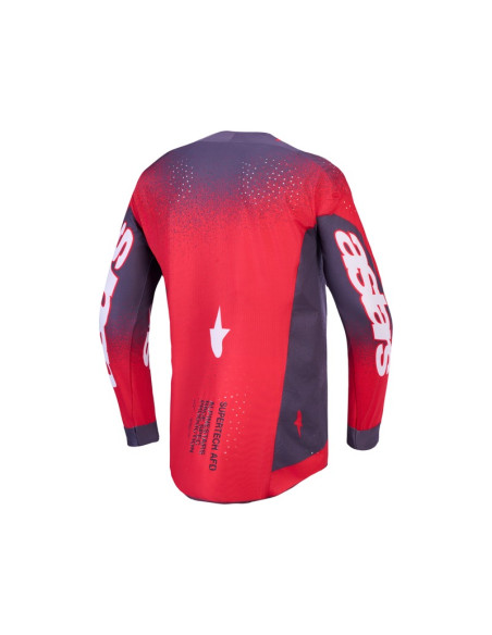 Maillot cross Alpinestars 2027 Supertech Hiten AFD - Gris Rouge Fluo Lila