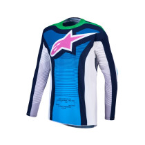 Maillot cross Alpinestars 2027 Techstar Maven - Blanc Bleu Vert Fluo