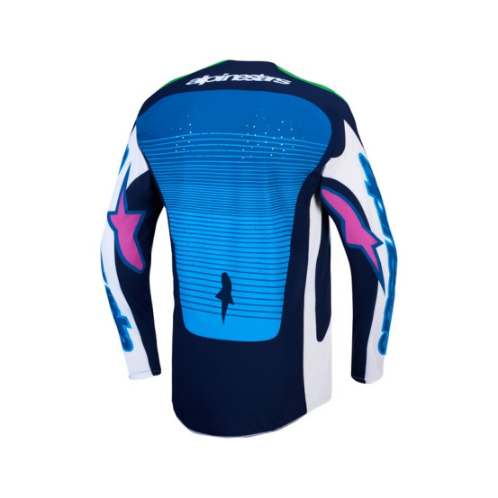 Maillot cross Alpinestars 2027 Techstar Maven - Blanc Bleu Vert Fluo