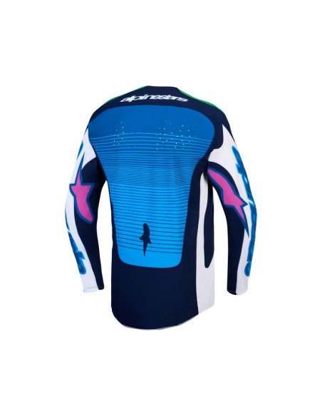 Maillot cross Alpinestars 2027 Techstar Maven - Blanc Bleu Vert Fluo