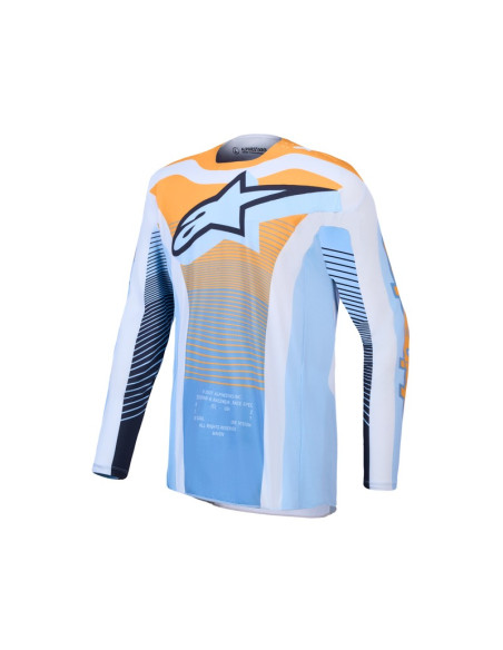 Maillot cross Alpinestars 2027 Techstar Maven - Bleu Tangerine Noir