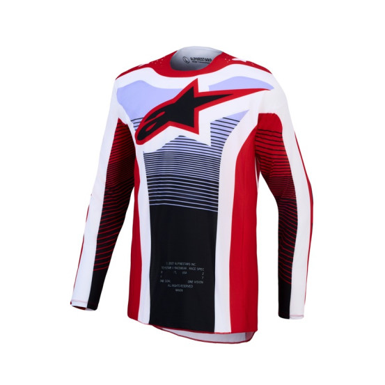 Maillot cross Alpinestars 2027 Techstar Maven - Rouge Blanc Lavande Noir
