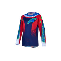 Maillot cross enfant Alpinestars 2027 Fluid Drag - Bleu Rouge Blanc