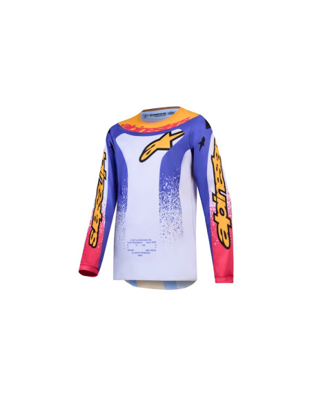 Maillot cross enfant Alpinestars 2027 Fluid Drag - Lila Bleu Rouge