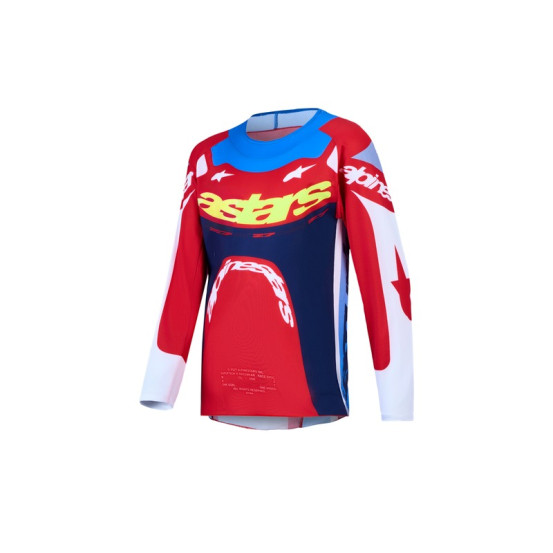 Maillot cross enfant Alpinestars 2027 Supertech Dyna - Rouge Blanc Bleu