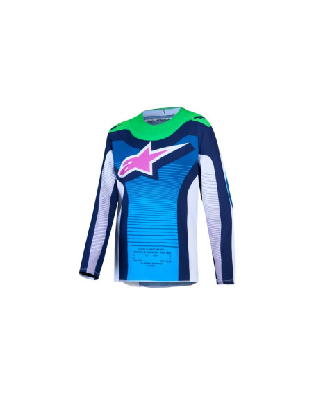 Maillot cross enfant Alpinestars 2027 Supertech Maven - Blanc Bleu Vert Fluo