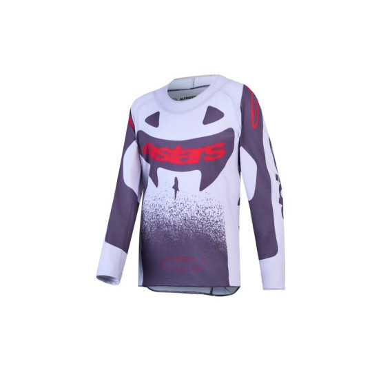 Maillot cross enfant Alpinestars 2027 Supertech Swan - Lila Gris Rouge Fluo