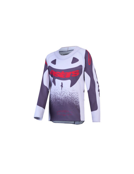 Maillot cross enfant Alpinestars 2027 Supertech Swan - Lila Gris Rouge Fluo