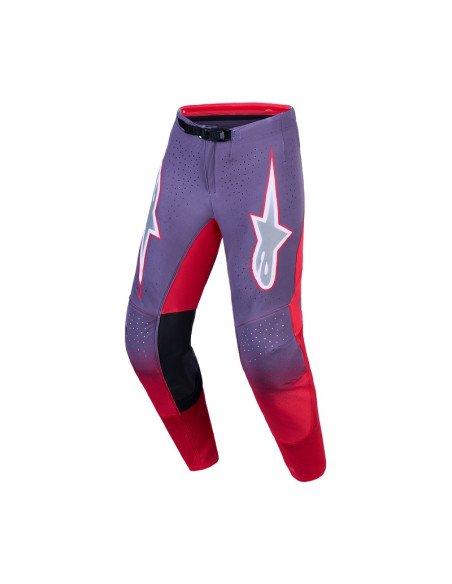 Pantalon cross Alpinestars 2027 Supertech Hiten AFD - Gris Rouge Fluo Lila