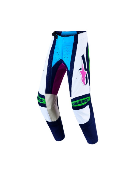 Pantalon cross Alpinestars 2027 Techstar Maven - Blanc Bleu Vert Fluo