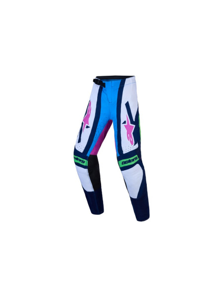 Pantalon cross enfant Alpinestars 2027 Supertech Maven - Blanc Bleu Vert Fluo