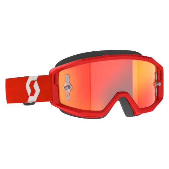 Masque cross Scott Primal Chrome Rouge Blanc - écran iridium Orange