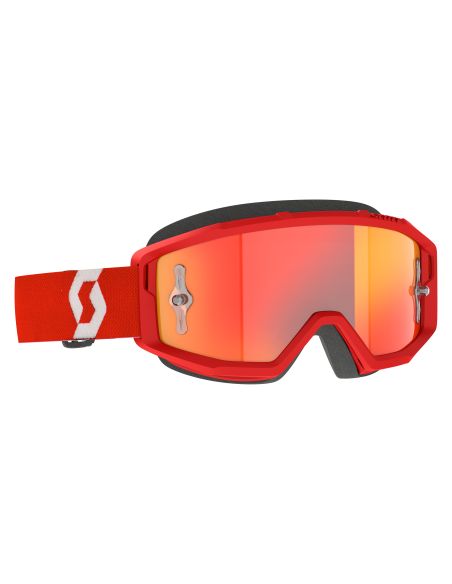 Masque cross Scott Primal Chrome Rouge Blanc - écran iridium Orange