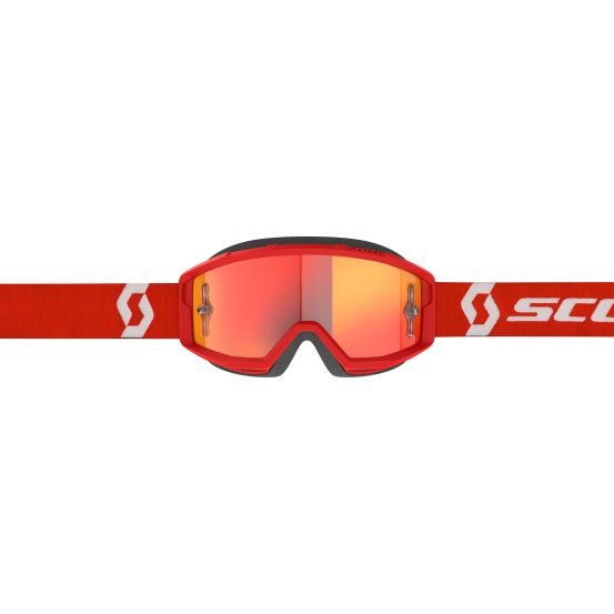Masque cross Scott Primal Chrome Rouge Blanc - écran iridium Orange