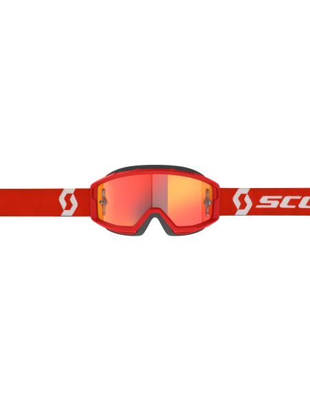 Masque cross Scott Primal Chrome Rouge Blanc - écran iridium Orange