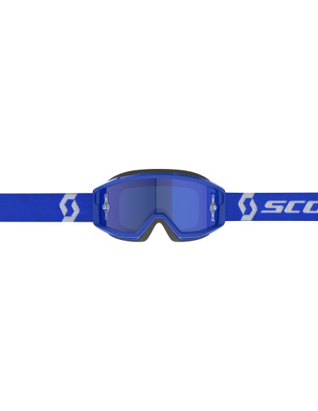 Masque cross Scott Primal Chrome Bleu Blanc - écran iridium Bleu
