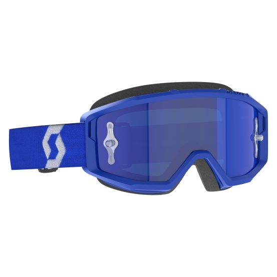 Masque cross Scott Primal Chrome Bleu Blanc - écran iridium Bleu