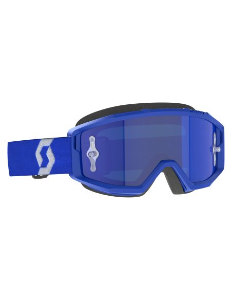 Masque cross Scott Primal Chrome Bleu Blanc - écran iridium Bleu
