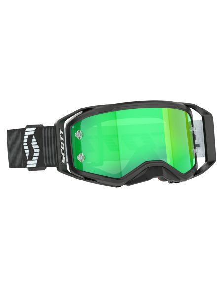 Masque cross Scott Prospect 2.0 Chrome Noir Blanc - écran iridium Vert