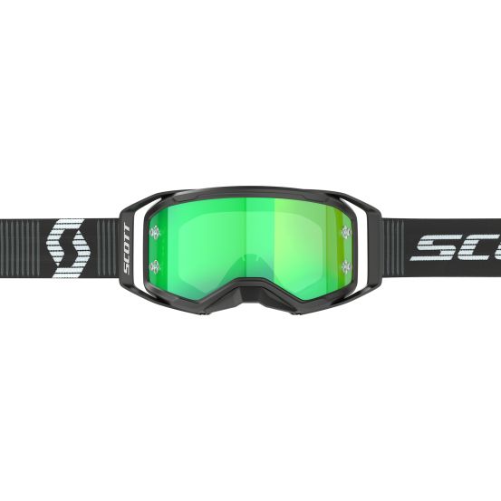 Masque cross Scott Prospect 2.0 Chrome Noir Blanc - écran iridium Vert