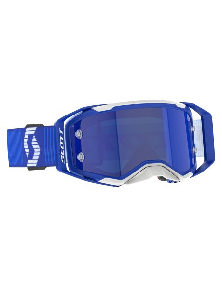 Masque cross Scott Prospect 2.0 Chrome Bleu Blanc - écran iridium Bleu
