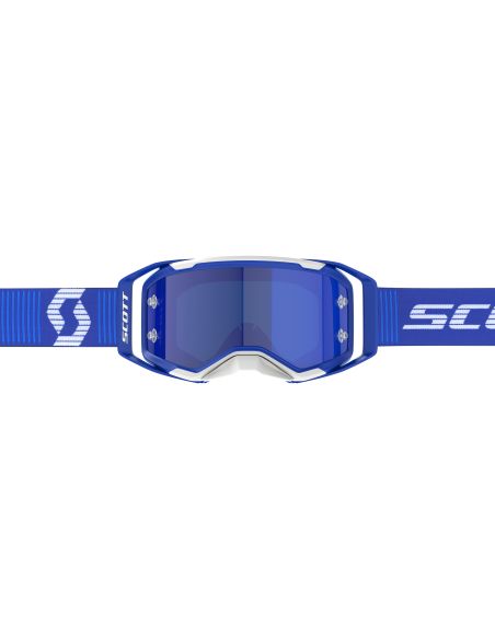 Masque cross Scott Prospect 2.0 Chrome Bleu Blanc - écran iridium Bleu