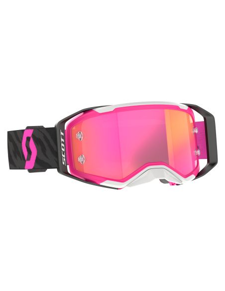 Masque cross Scott Prospect 2.0 Chrome Zebra Noir Rose - écran iridium Rose
