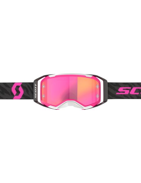 Masque cross Scott Prospect 2.0 Chrome Zebra Noir Rose - écran iridium Rose