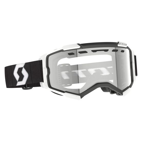 Masque cross Scott Fury Enduro Noir Blanc - double écran Clair