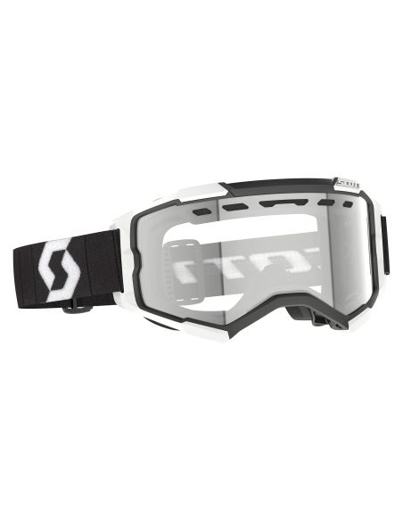 Masque cross Scott Fury Enduro Noir Blanc - double écran Clair