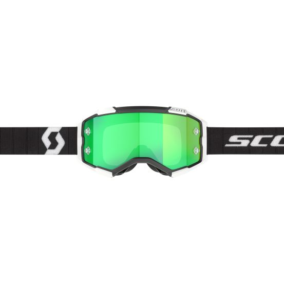 Masque cross Scott Fury Chrome Noir Blanc - écran iridium Vert