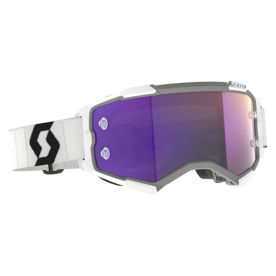 Masque cross Scott Fury Chrome Blanc Noir - écran iridium Violet