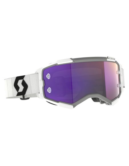 Masque cross Scott Fury Chrome Blanc Noir - écran iridium Violet