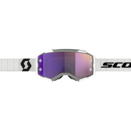 Masque cross Scott Fury Chrome Blanc Noir - écran iridium Violet