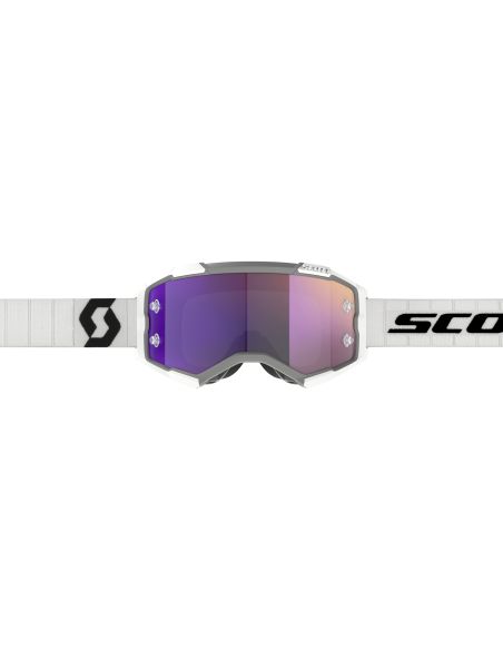 Masque cross Scott Fury Chrome Blanc Noir - écran iridium Violet