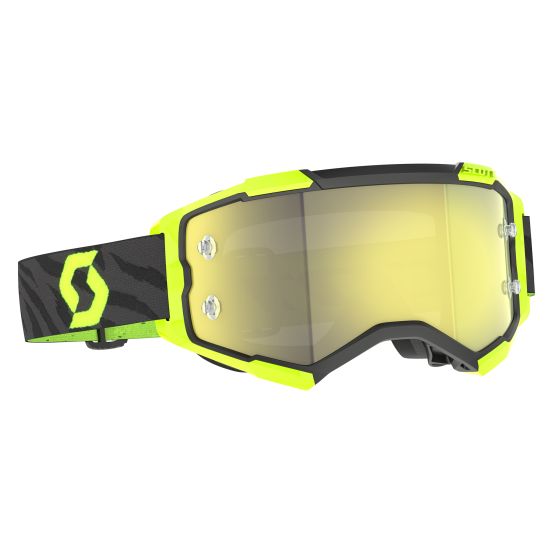 Masque cross Scott Fury Chrome Zebra Noir Jaune fluo - écran iridium Jaune