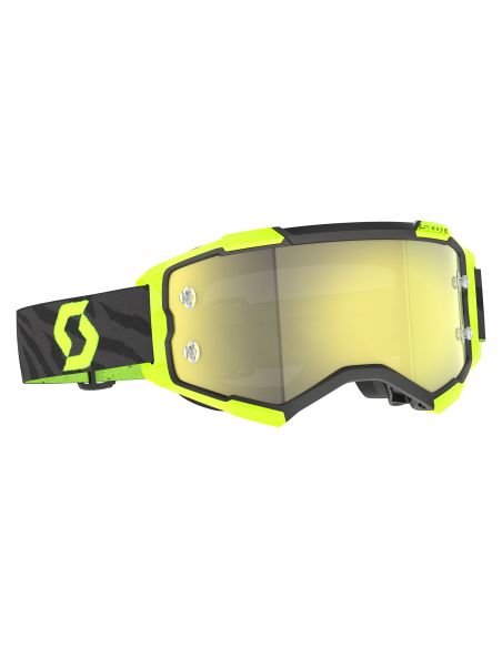 Masque cross Scott Fury Chrome Zebra Noir Jaune fluo - écran iridium Jaune