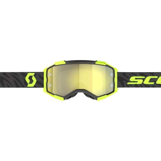 Masque cross Scott Fury Chrome Zebra Noir Jaune fluo - écran iridium Jaune