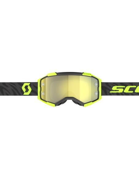 Masque cross Scott Fury Chrome Zebra Noir Jaune fluo - écran iridium Jaune