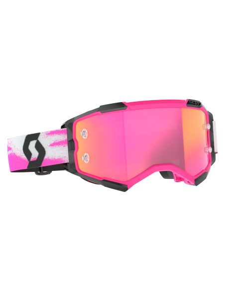 Masque cross Scott Fury Chrome Rose Noir - écran iridium Rose