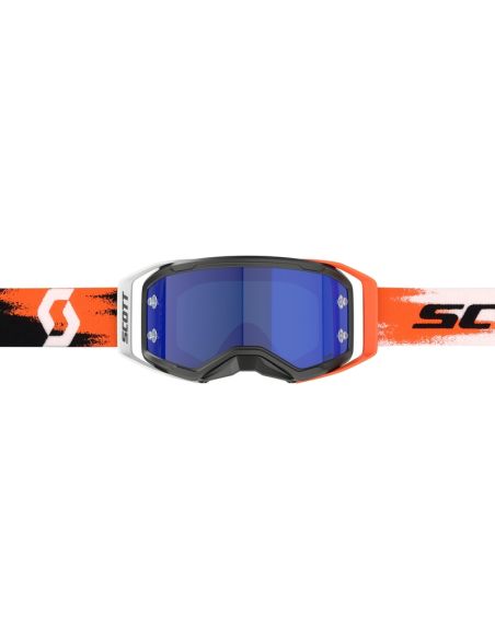Masque cross Scott Prospect 2.0 Amplifier Chrome Noir Orange fluo - écran iridium Bleu