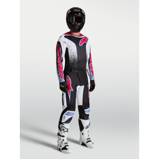 Tenue cross Alpinestars 2027 Fluid Drag - Noir Blanc Bleu Rouge Fluo