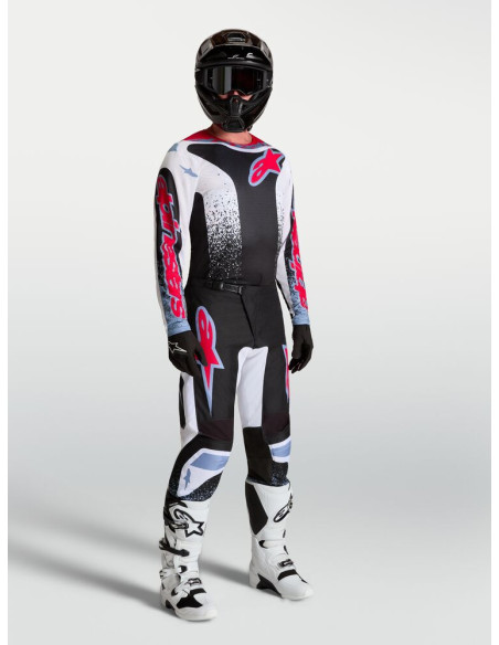 Tenue cross Alpinestars 2027 Fluid Drag - Noir Blanc Bleu Rouge Fluo