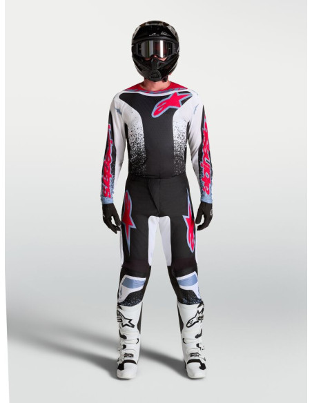 Tenue cross Alpinestars 2027 Fluid Drag - Noir Blanc Bleu Rouge Fluo