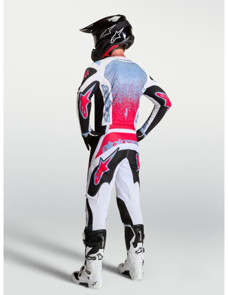 Tenue cross Alpinestars 2027 Fluid Drag - Noir Blanc Bleu Rouge Fluo
