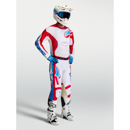 Tenue cross Alpinestars 2027 Racer Hunt - Blanc Rouge Bleu Ucla