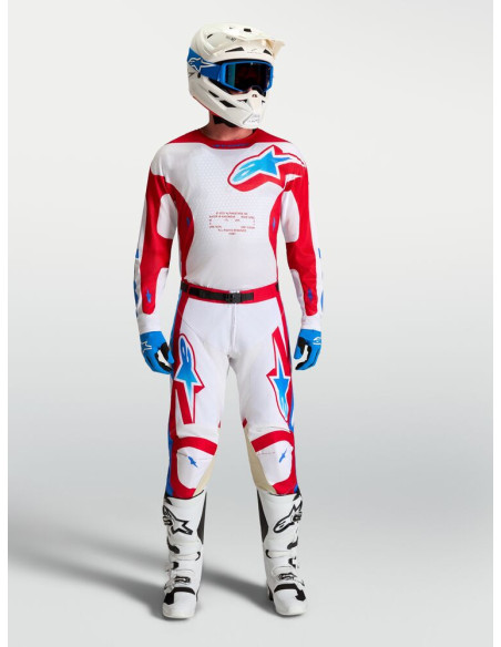 Tenue cross Alpinestars 2027 Racer Hunt - Blanc Rouge Bleu Ucla