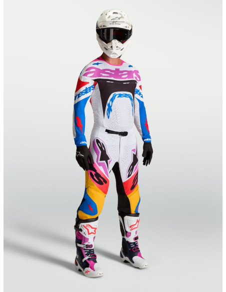 Tenue cross Alpinestars 2027 Supertech Dyna - Blanc Bleu Noir Violet