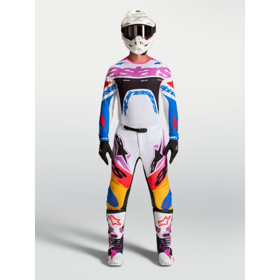 Tenue cross Alpinestars 2027 Supertech Dyna - Blanc Bleu Noir Violet